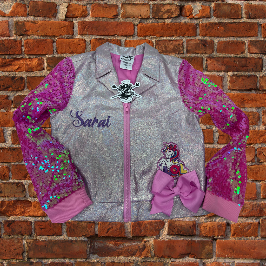 Personalized JoJo Siwa Birthday Jacket, Custom Sequin Sleeve Outfit