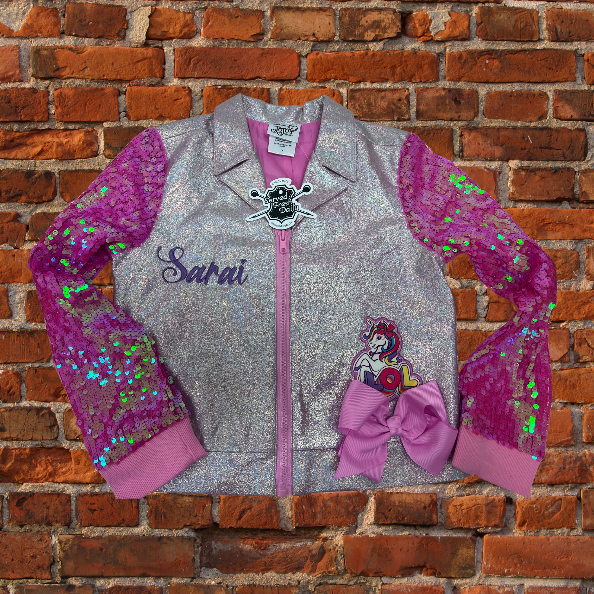 Personalized JoJo Siwa Birthday Jacket, Custom Sequin Sleeve Outfit